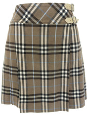 チェックパターンラップミニスカート ブラウン