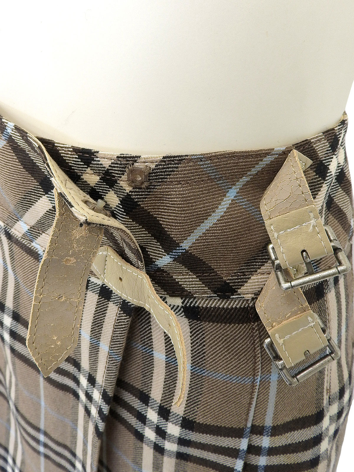 チェックパターンラップミニスカート ブラウン