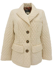 Quilted logo button jacket in ivory
