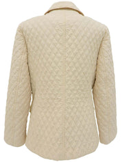 Quilted logo button jacket in ivory