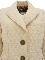 Quilted logo button jacket in ivory