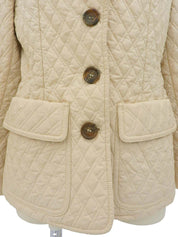 Quilted logo button jacket in ivory