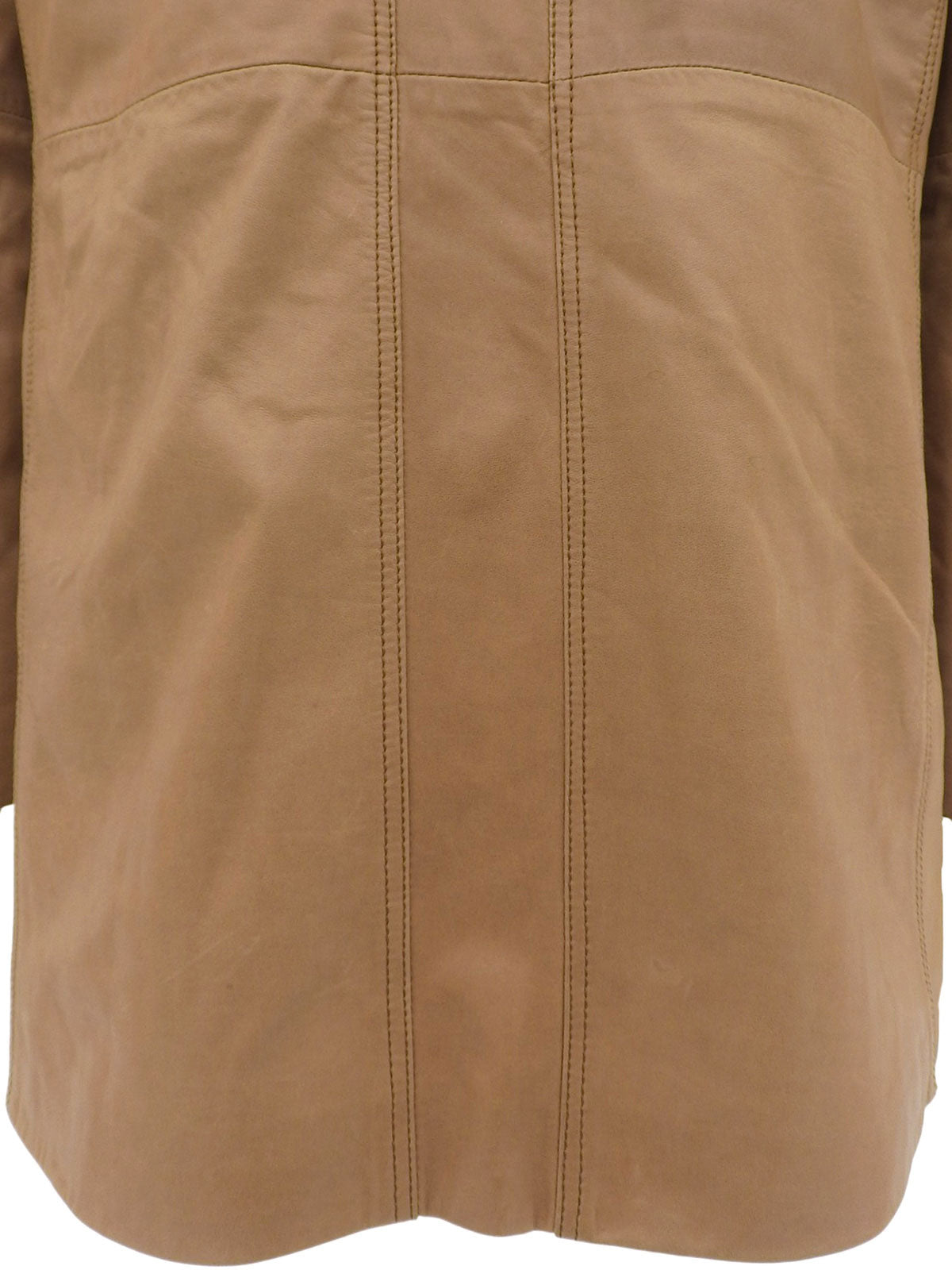 棕色真皮毛连帽带logo纽扣外套