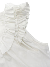 White ruffle sleeveless top