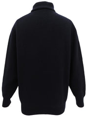 ロゴ刺繍タートルネックニットセーター ブラック