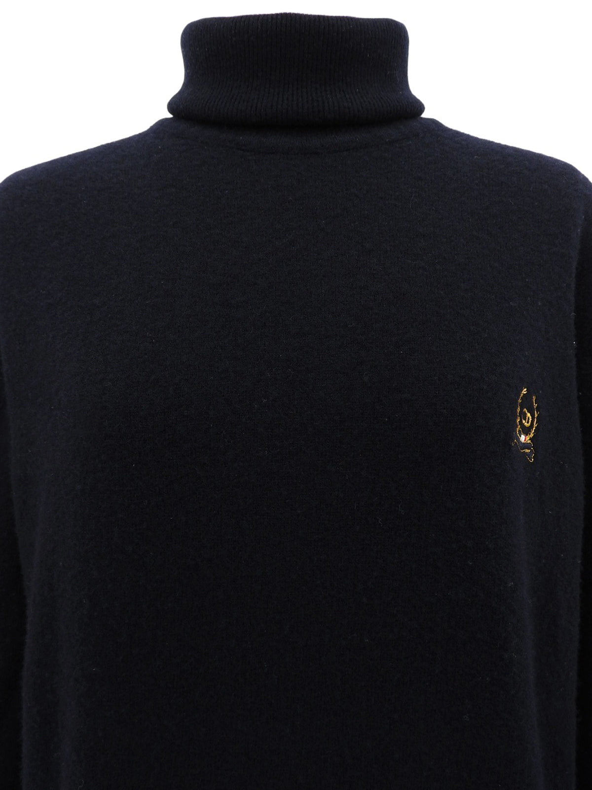 ロゴ刺繍タートルネックニットセーター ブラック
