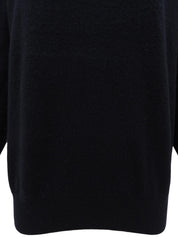 ロゴ刺繍タートルネックニットセーター ブラック