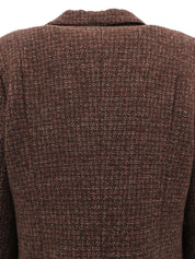 ウールチェックパターンジャケット ブラウン