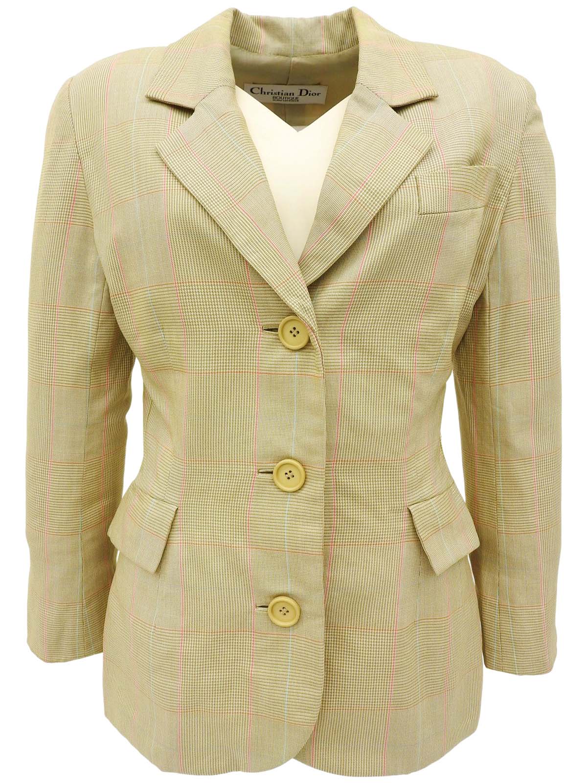 チェックパターンジャケット ライトカーキ/マルチ