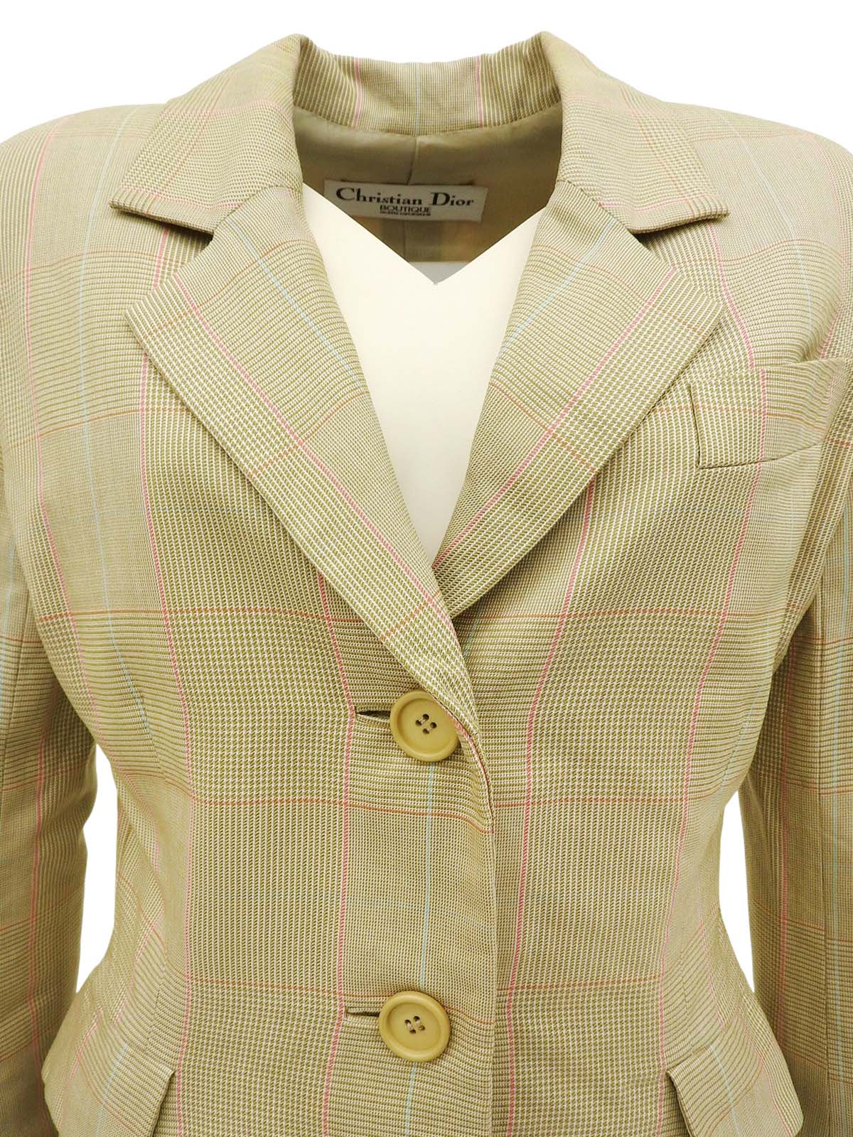 チェックパターンジャケット ライトカーキ/マルチ