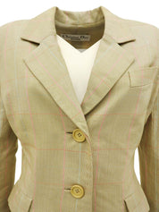 チェックパターンジャケット ライトカーキ/マルチ