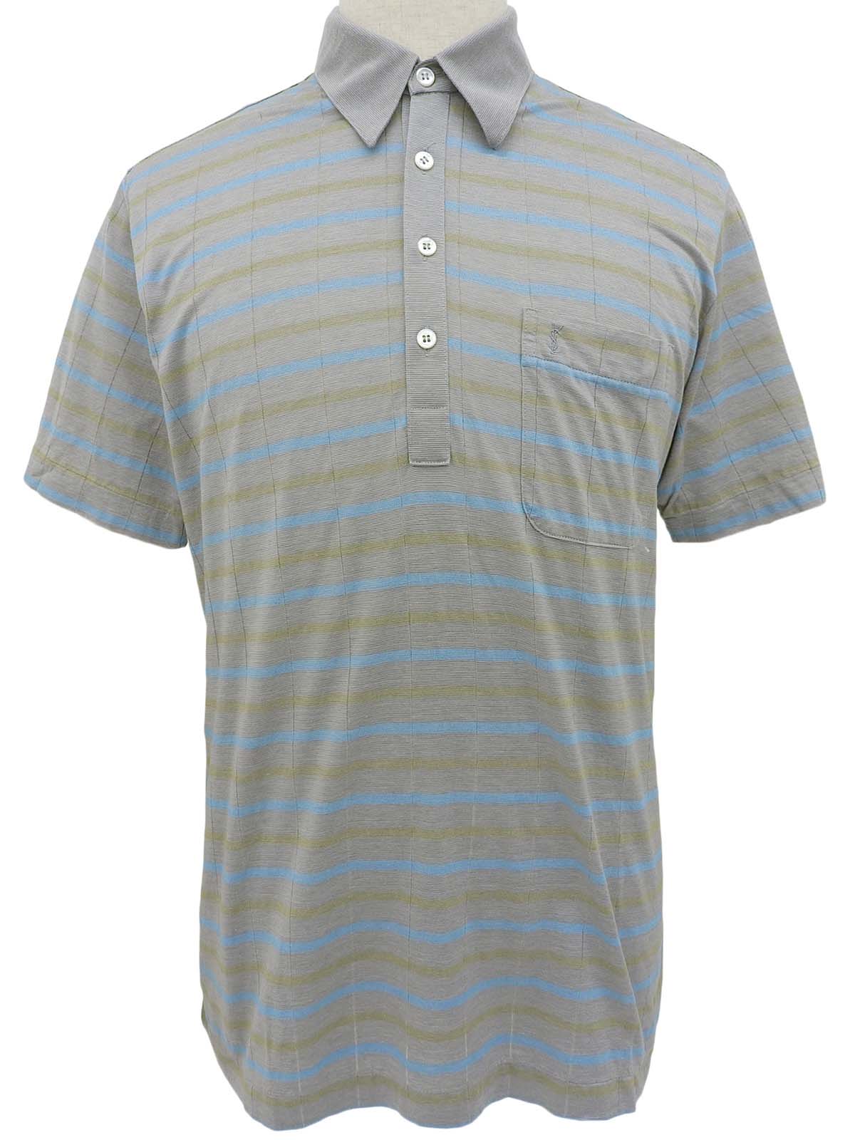 Border pattern logo embroidered polo shirt in grey