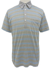 Border pattern logo embroidered polo shirt in grey