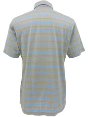 Border pattern logo embroidered polo shirt in grey