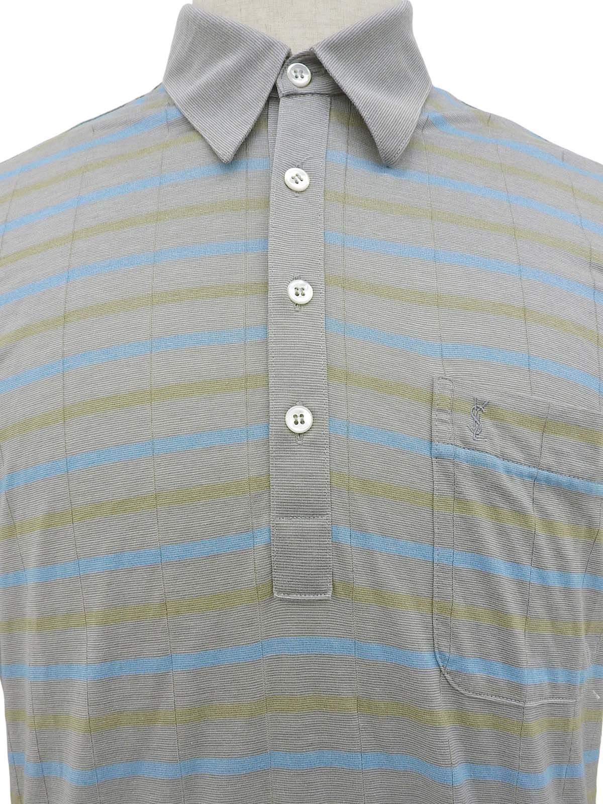 Border pattern logo embroidered polo shirt in grey