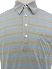 Border pattern logo embroidered polo shirt in grey