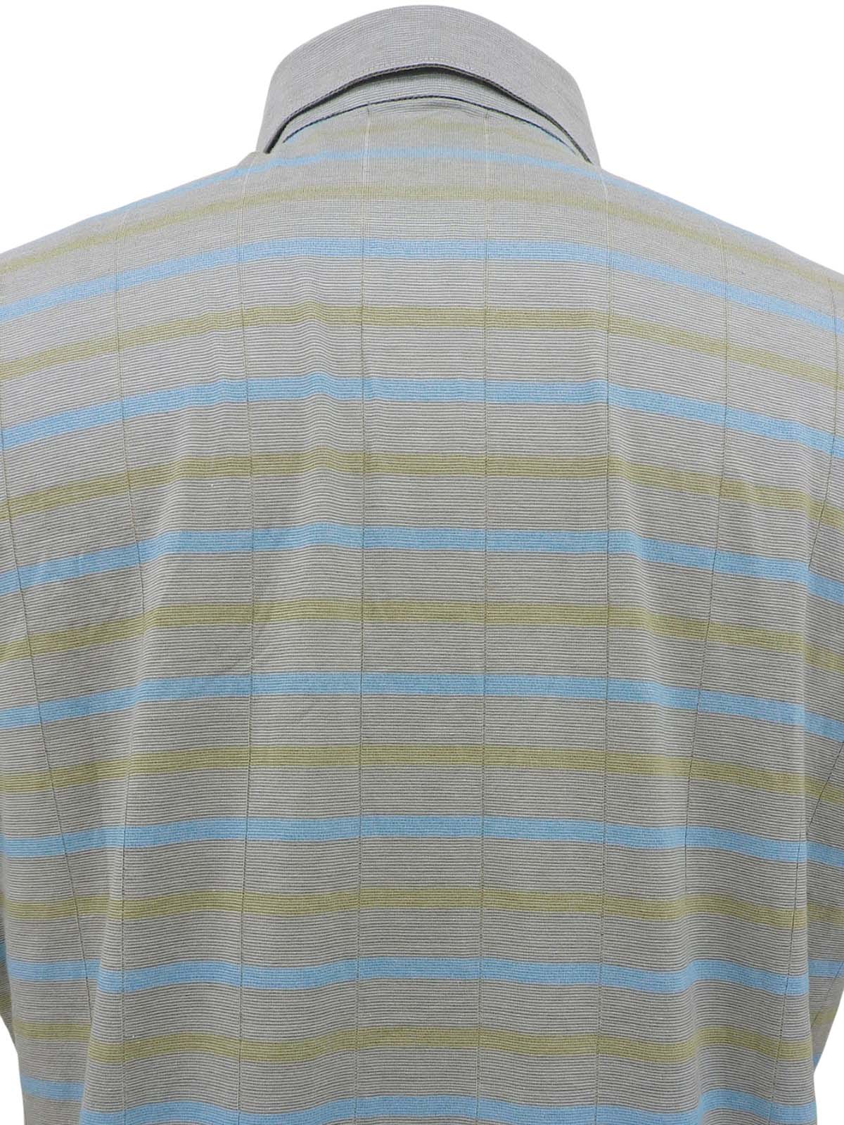 Border pattern logo embroidered polo shirt in grey