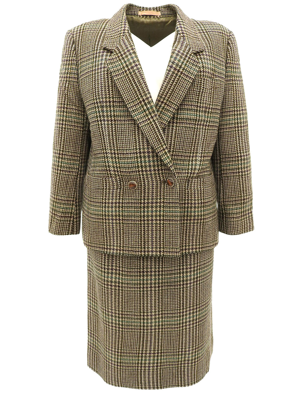 Wool Check Pattern Set-Up Khaki/Multi