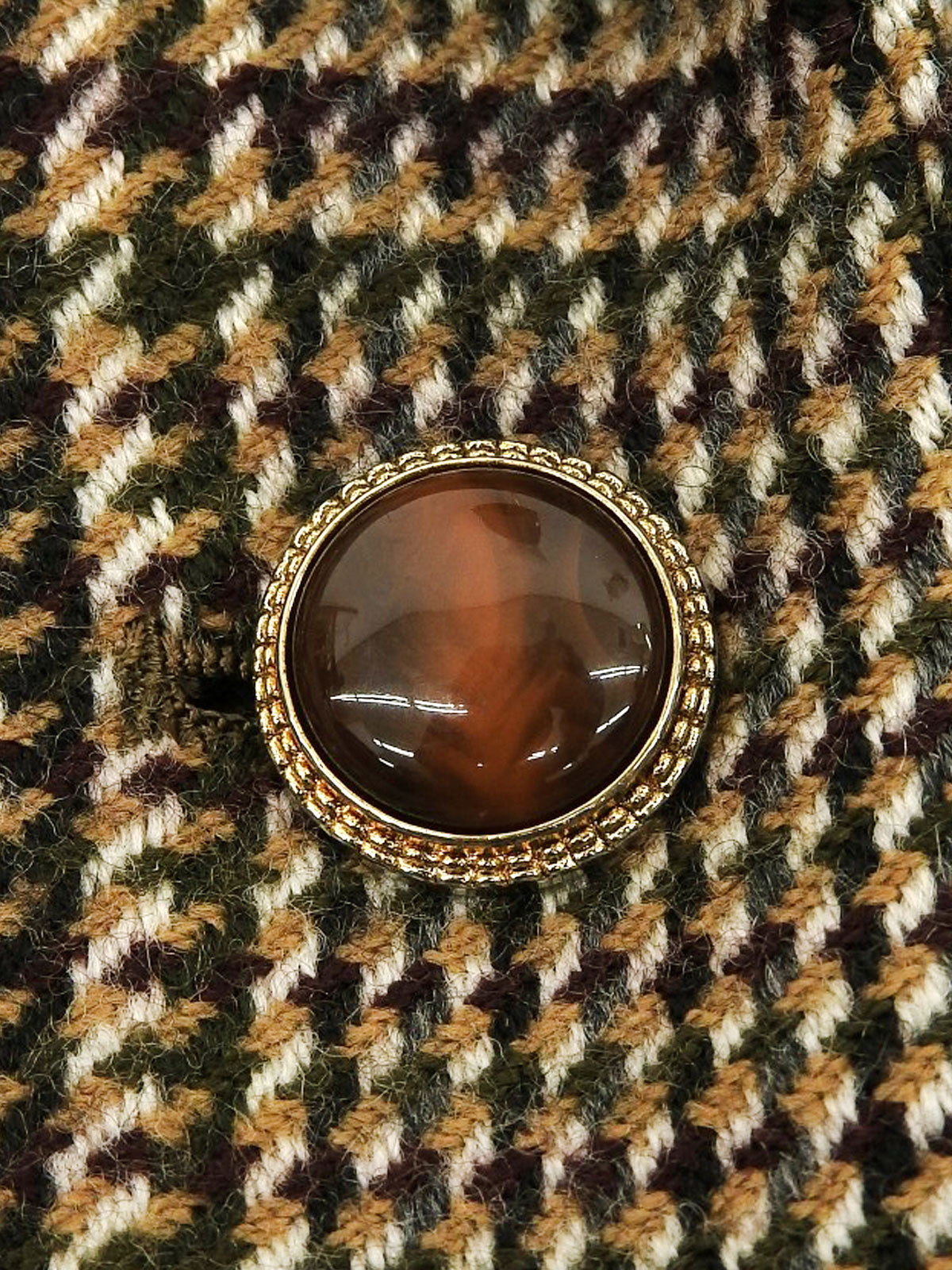 Wool Check Pattern Set-Up Khaki/Multi