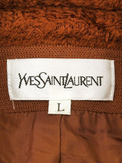 Wool and boa combination logo button double-breasted jacket in brown