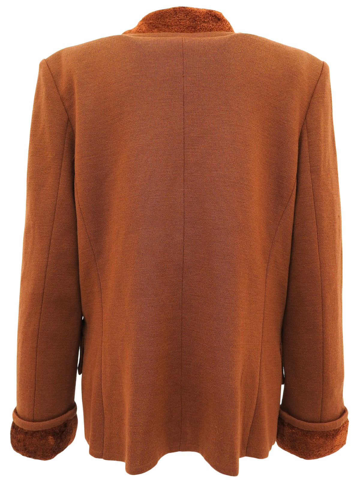 Wool and boa combination logo button double-breasted jacket in brown