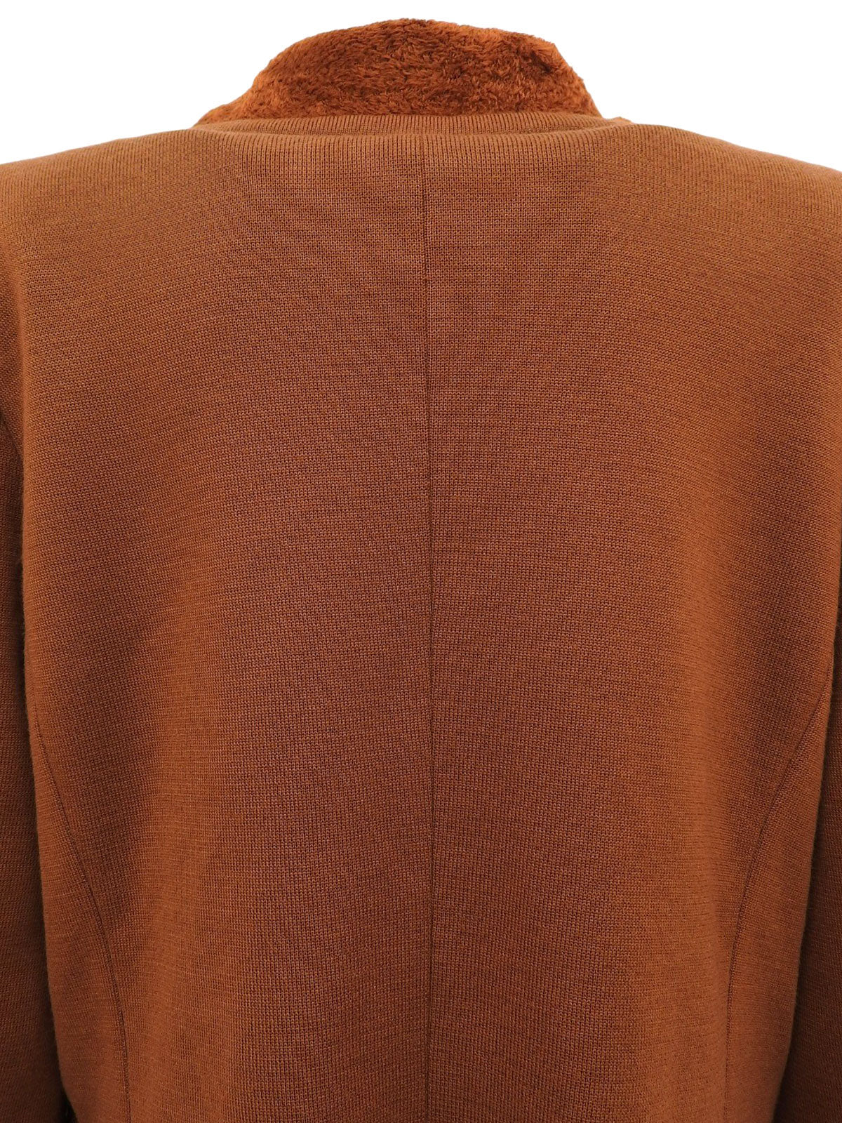 Wool and boa combination logo button double-breasted jacket in brown