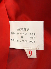 ハウンドトゥースパターンノーカラージャケット レッド/ブラック