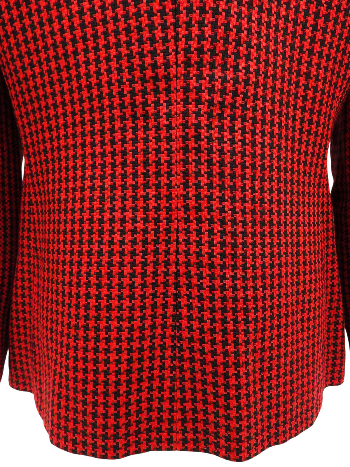 ハウンドトゥースパターンノーカラージャケット レッド/ブラック