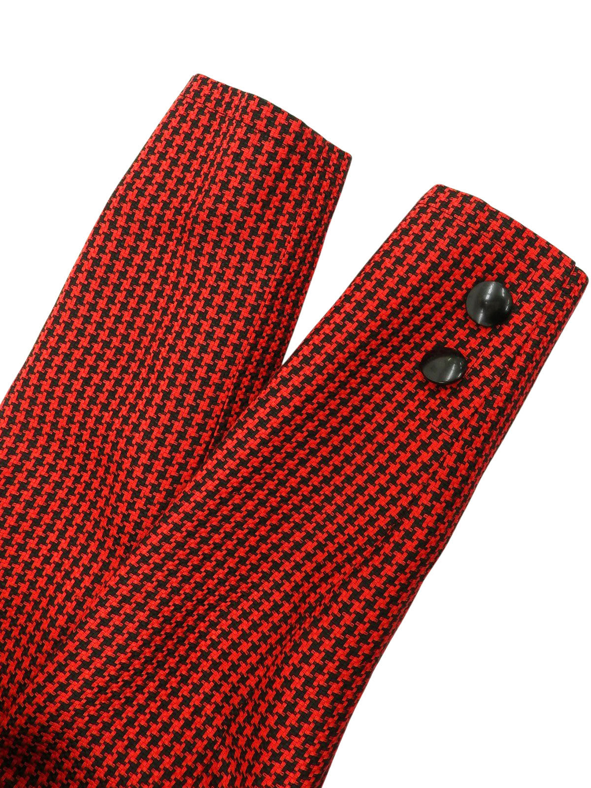 Houndstooth pattern collarless jacket in red/black