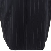 Wool CC Mark Button Stripe Pattern Collarless Jacket Black/White