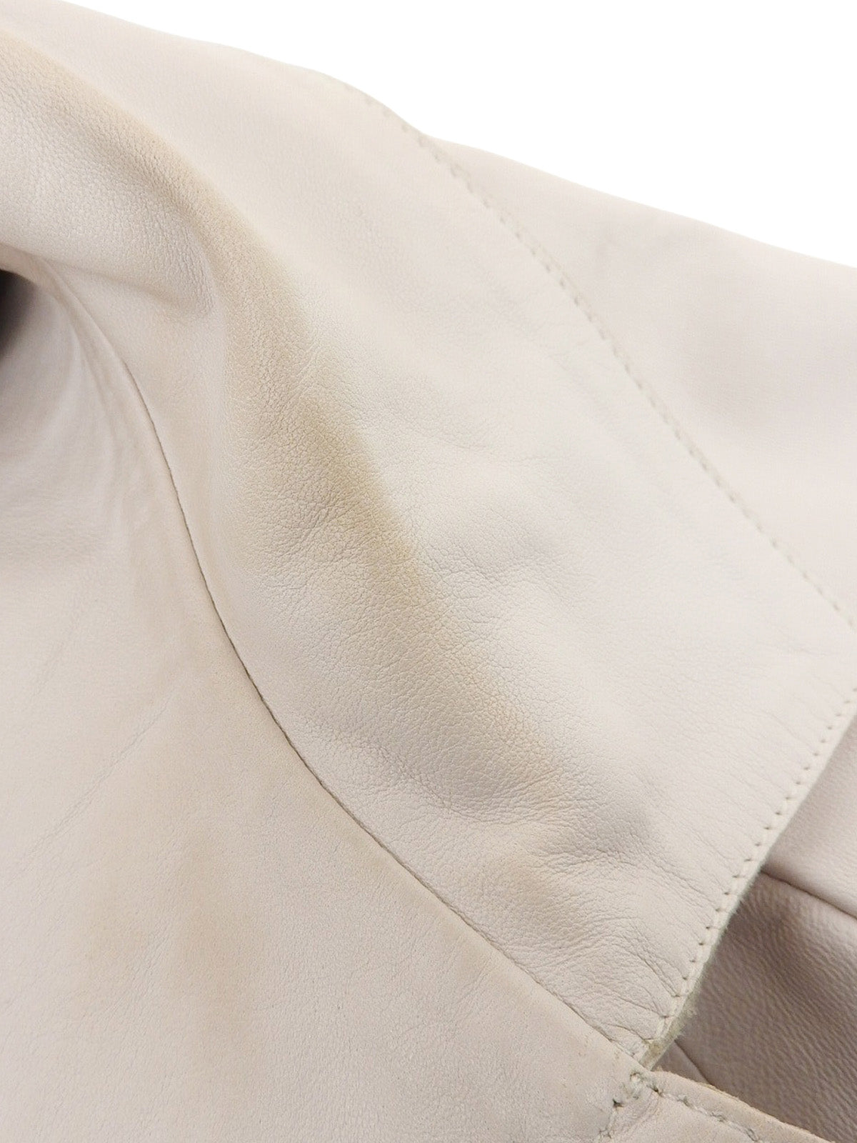 Real Leather Botanical Logo Embroidered Jacket in White/Multi