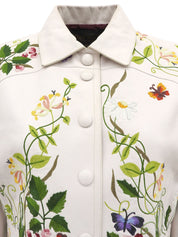 Real Leather Botanical Logo Embroidered Jacket White/Multi #38