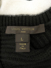 Two-tone Knit Dress #L Black/White