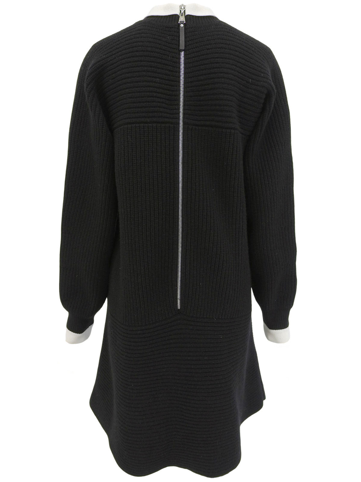 Two-tone Knit Dress #L Black/White