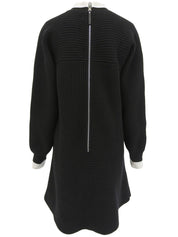Two-tone Knit Dress #L Black/White