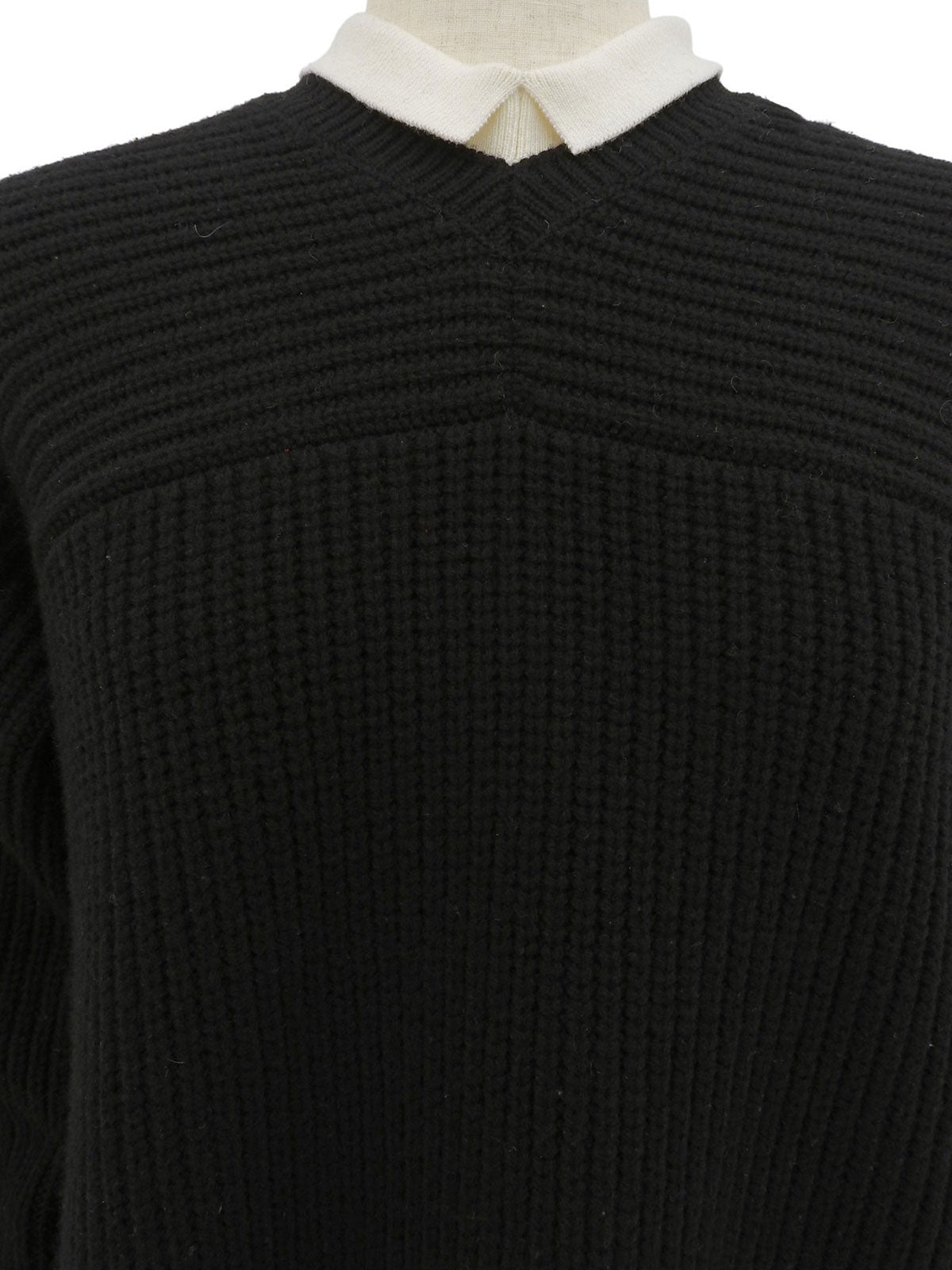 バイカラーニットワンピース ブラック/ホワイト