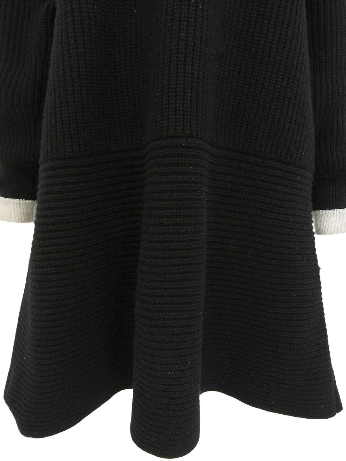Two-tone Knit Dress #L Black/White
