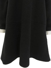 Two-tone Knit Dress #L Black/White