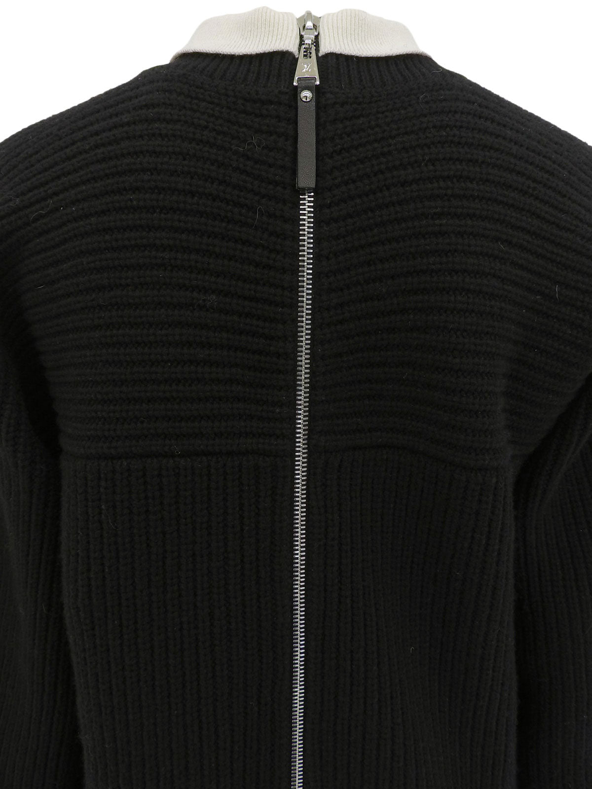 Two-tone Knit Dress #L Black/White