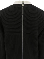 Two-tone Knit Dress #L Black/White