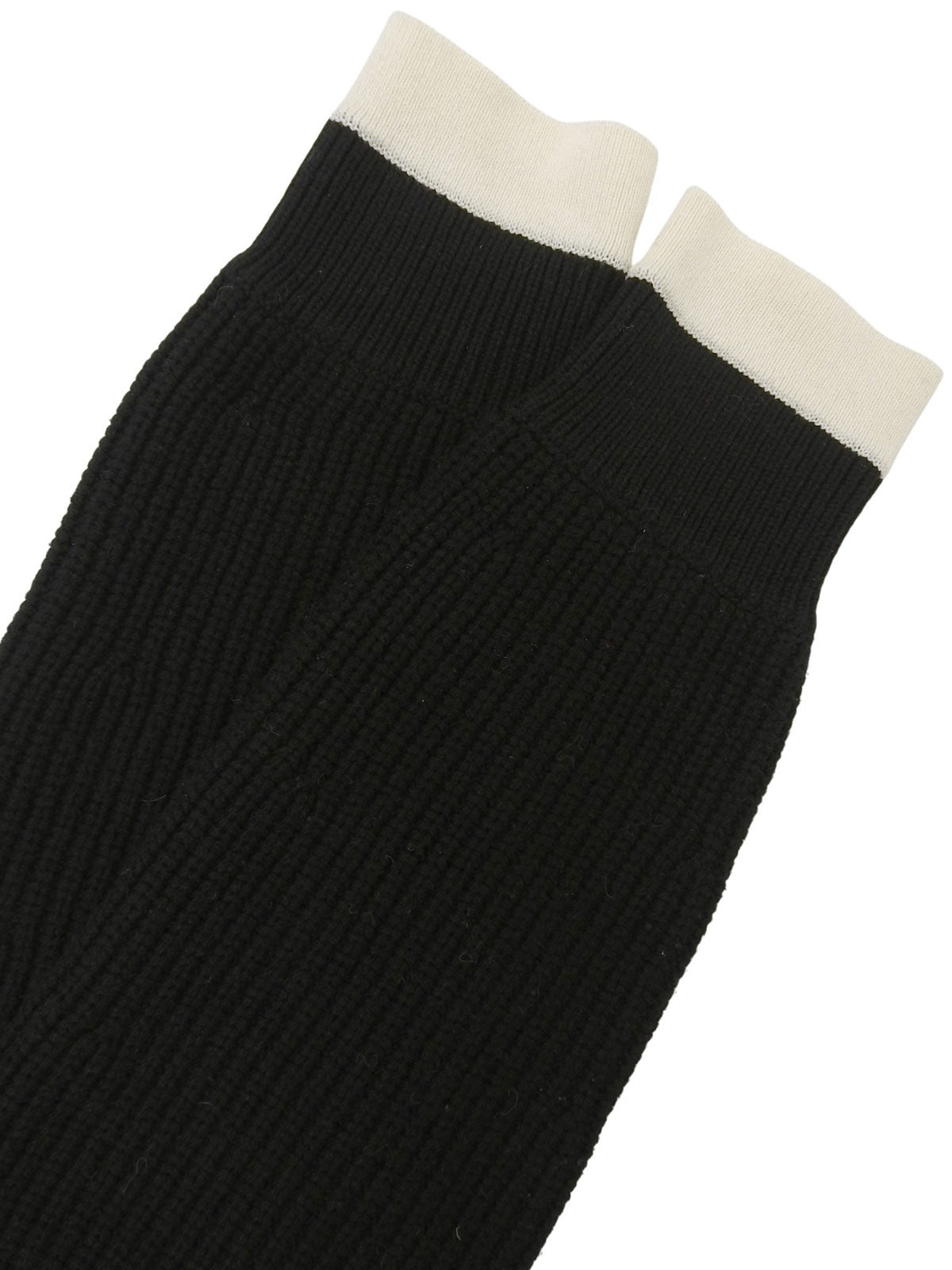 バイカラーニットワンピース ブラック/ホワイト