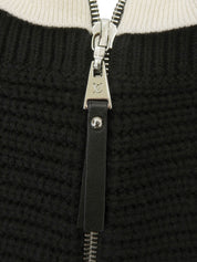 Two-tone Knit Dress #L Black/White