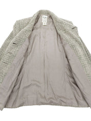 チェックパターンロゴボタンジャケット グレー/グリーン