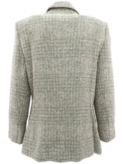 チェックパターンロゴボタンジャケット グレー/グリーン