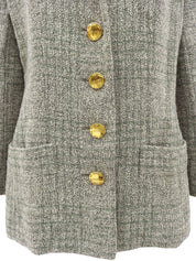 チェックパターンロゴボタンジャケット グレー/グリーン