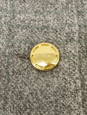 チェックパターンロゴボタンジャケット グレー/グリーン