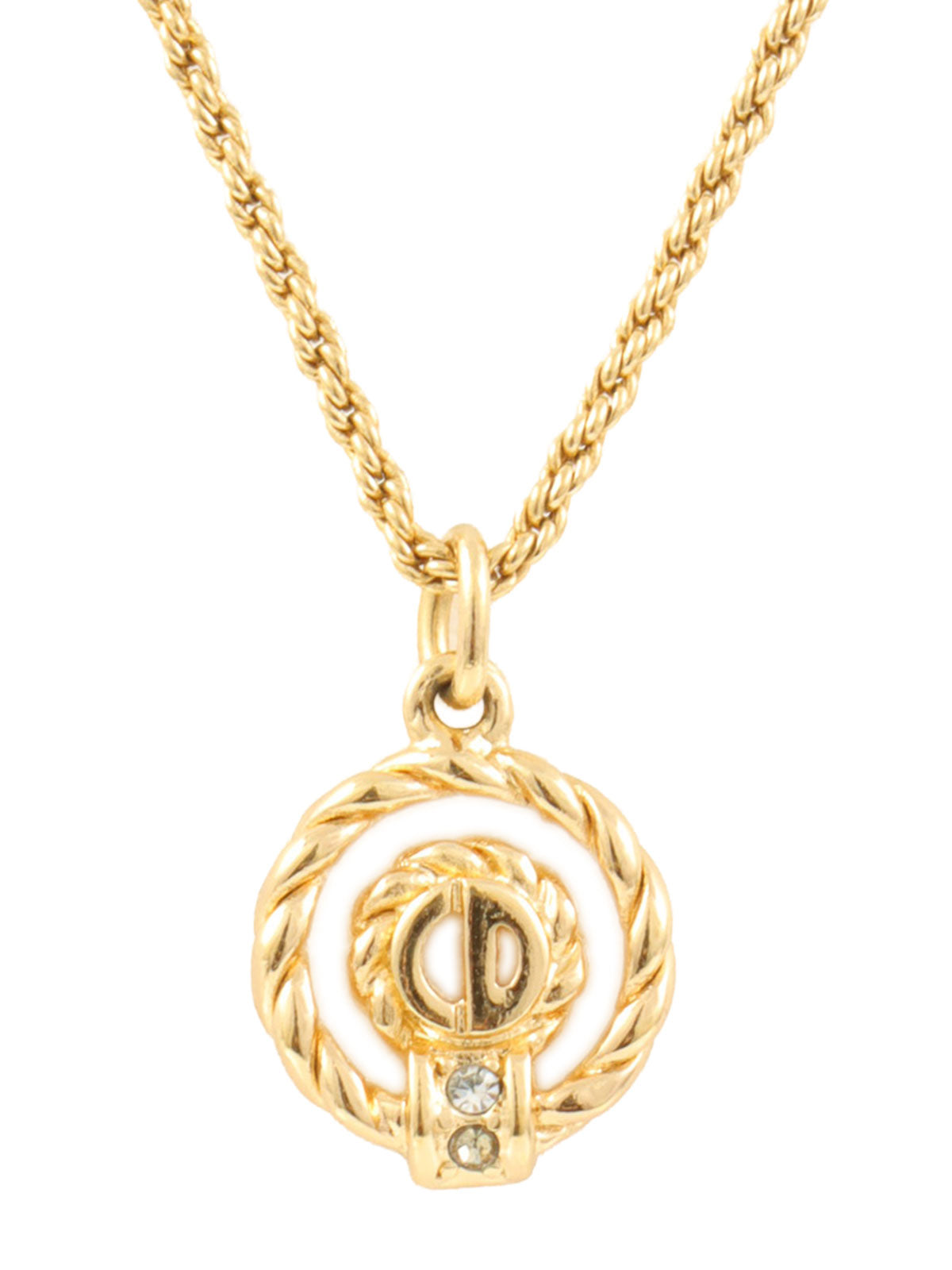 ラインストーンロゴサークルネックレス ゴールド