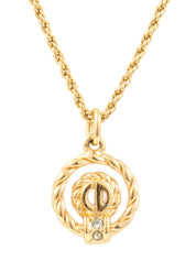 ラインストーンロゴサークルネックレス ゴールド