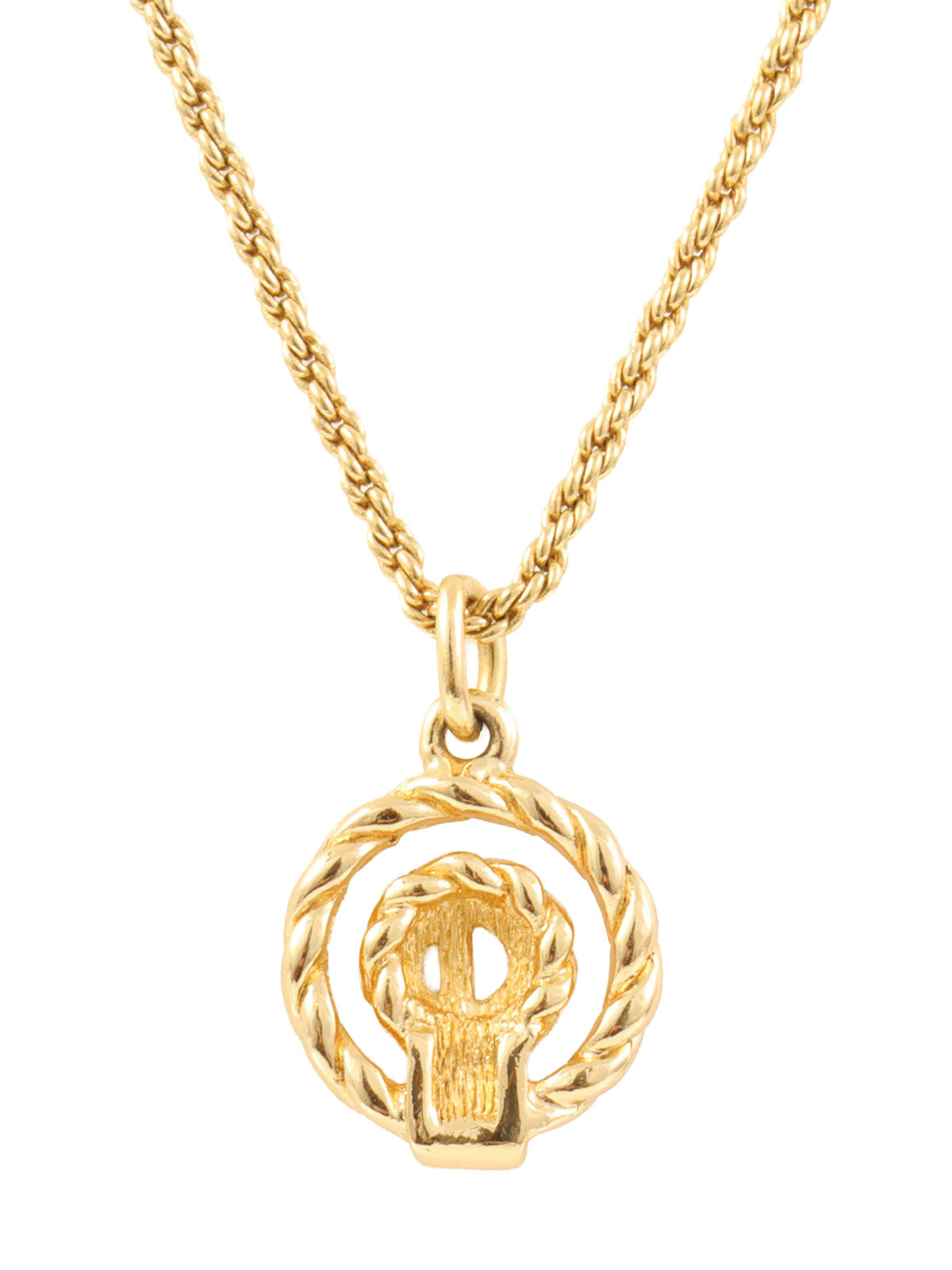 ラインストーンロゴサークルネックレス ゴールド