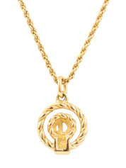 ラインストーンロゴサークルネックレス ゴールド